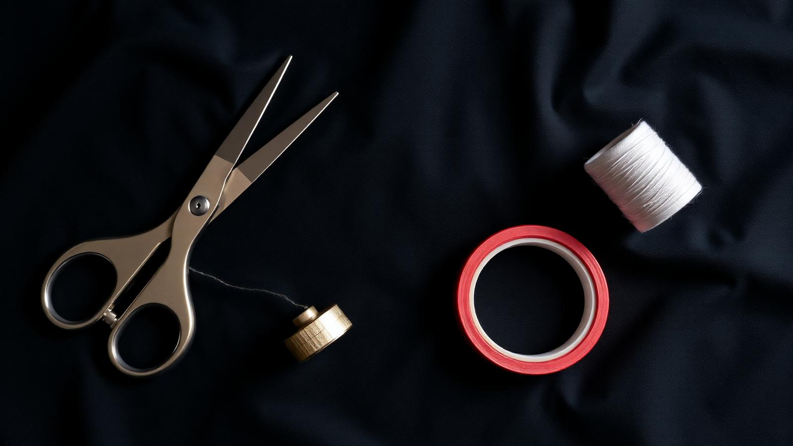 Inside the Suits by S studio: tailoring tools and fabric swatches